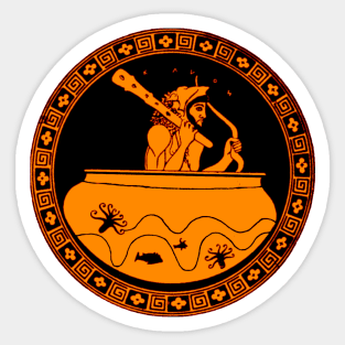 Herakles (Hercules) with club inside a greek dinos vase attic red figure Sticker